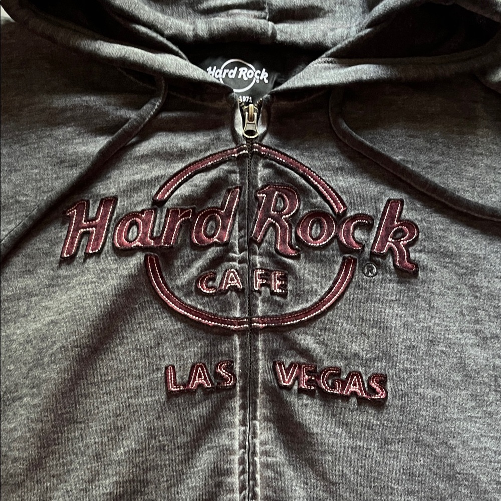 Hard Rock Cafe Mens XXXL Hoodie, Charcoal Zip-Up Sweater NWOT - Picture 4 of 12